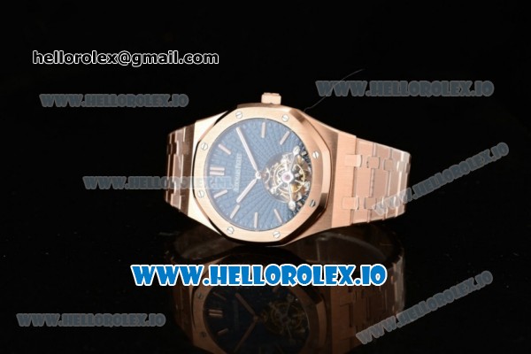 Audemars Piguet Royal Oak Tourbillon Swiss Tourbillon Manual Winding Movement Rose Gold Case Blue Dial With Stick Markers Rose Gold Bracelet - Click Image to Close